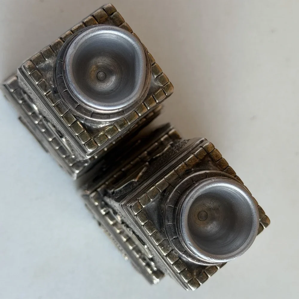 Judaica Sterling 925 Shabbat Jewish Candle Sticks‎ Religious Holloware VTG Set